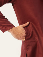 Thumbnail for Jompers Men's Maroon Cotton Solid Kurta Only