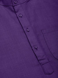 Thumbnail for Jompers Men's Purple Cotton Solid Kurta Only