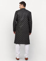 Thumbnail for Jompers Men's Black Printed Cotton Kurta Payjama Sets