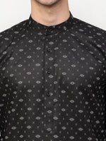 Thumbnail for Jompers Men's Black Printed Cotton Kurta Payjama Sets