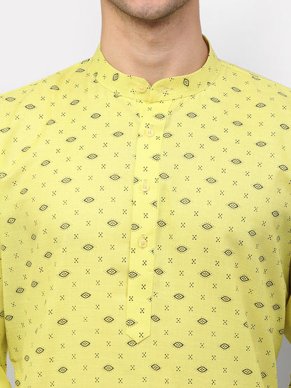 Jompers Men's Lemon Printed Cotton Kurta Payjama Sets