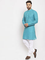 Thumbnail for Jompers Men's Blue Printed Blue Kurta Payjama Set