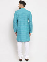 Thumbnail for Jompers Men's Blue Printed Blue Kurta Payjama Set