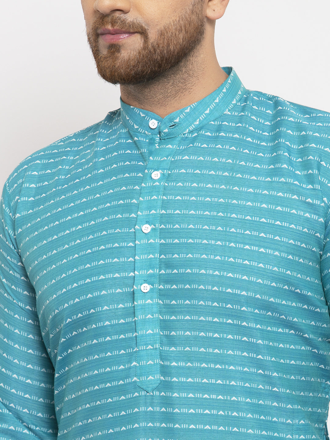 Jompers Men's Blue Printed Blue Kurta Payjama Set