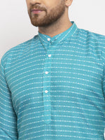 Thumbnail for Jompers Men's Blue Printed Blue Kurta Payjama Set