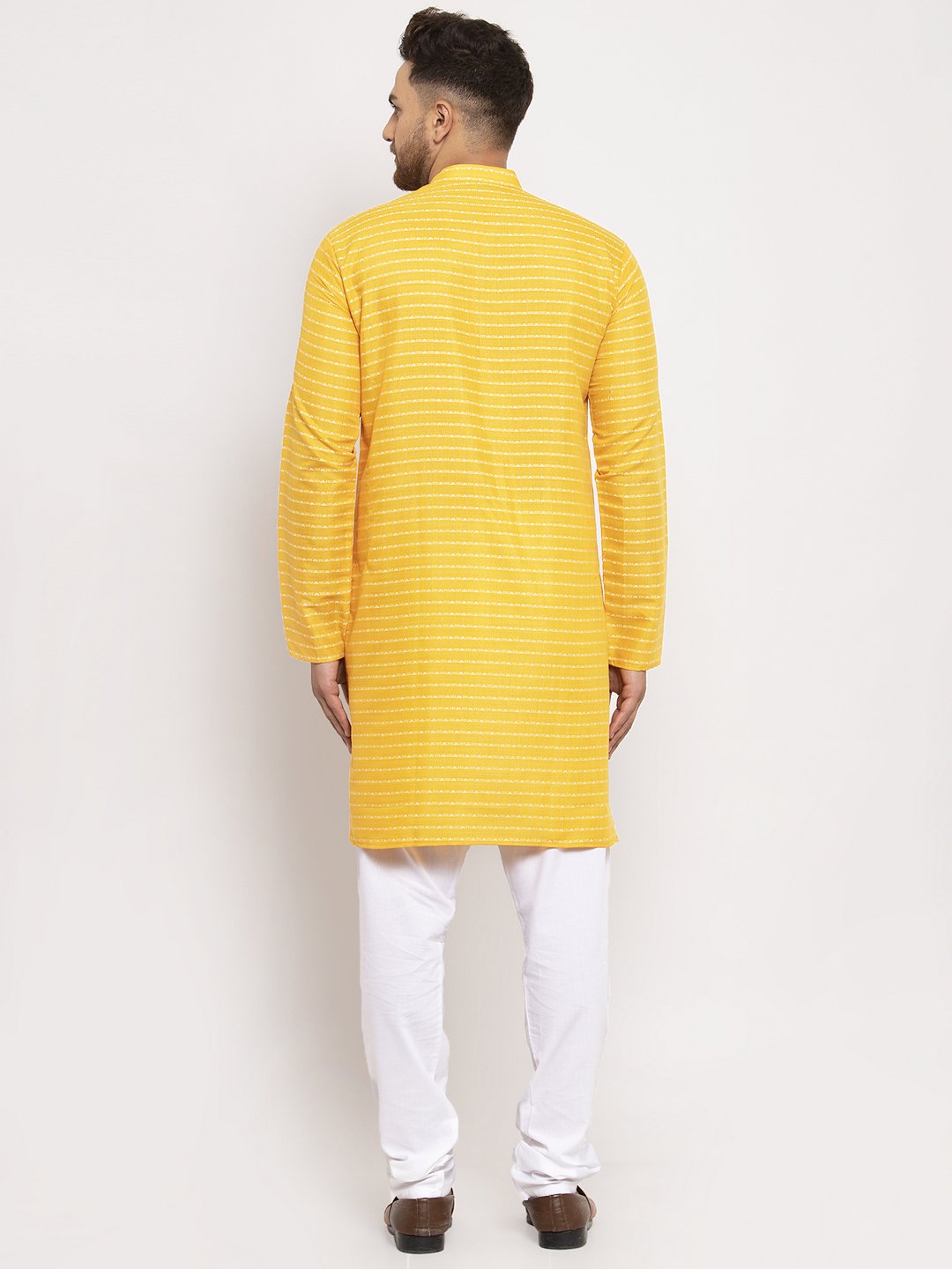 Jompers Men Yellow Woven Design Straight Kurta Only - Distacart