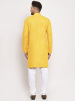 Thumbnail for Jompers Men Yellow Woven Design Straight Kurta Only - Distacart