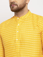 Thumbnail for Jompers Men Yellow Woven Design Straight Kurta Only - Distacart