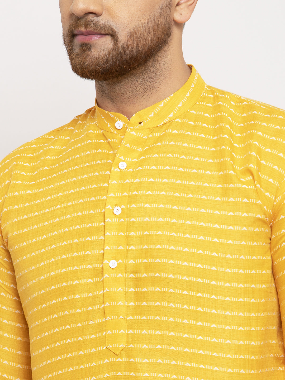 Jompers Men Yellow Woven Design Straight Kurta with Churidar - Distacart
