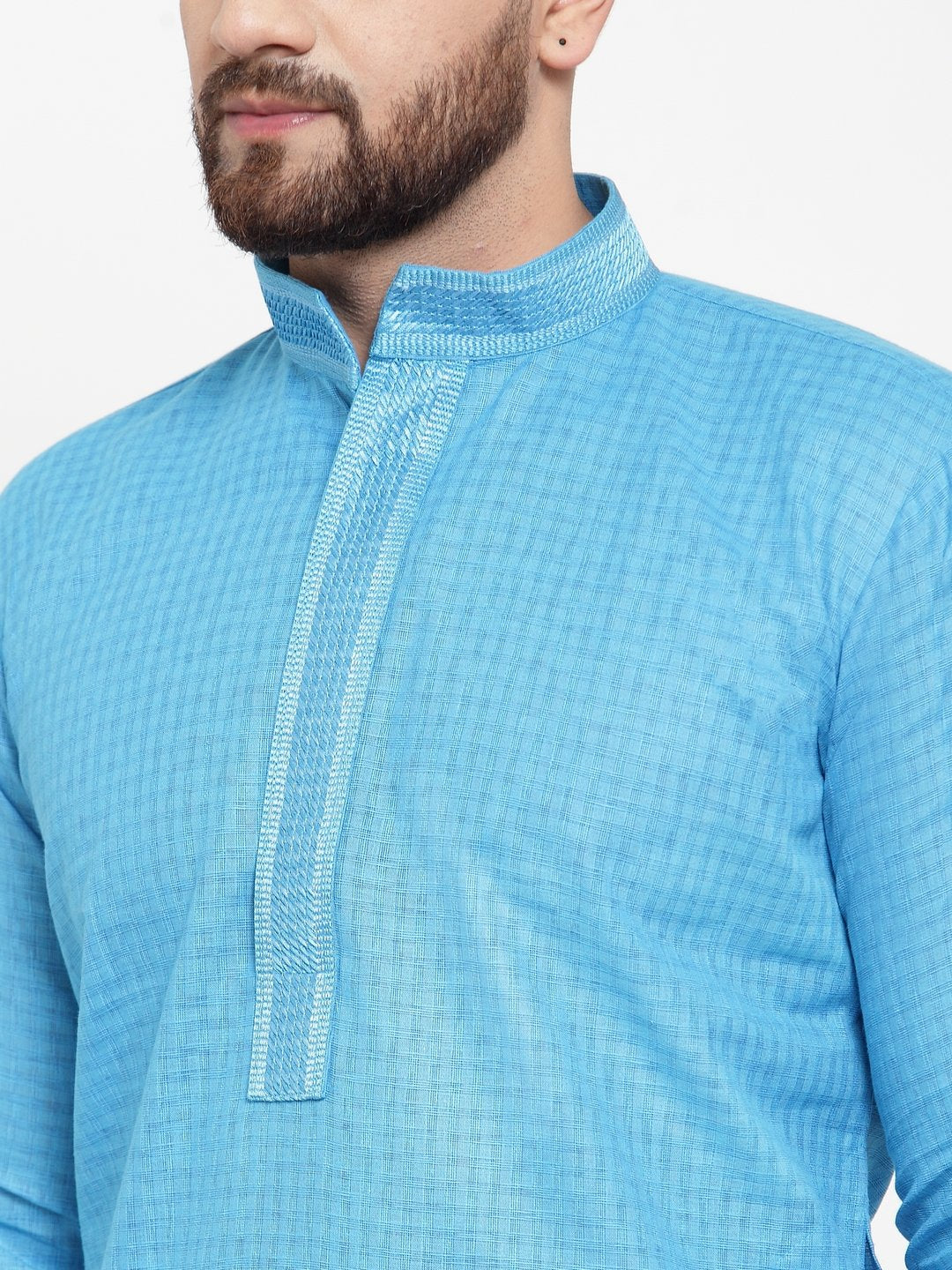Jompers Men Blue & White Embroidered Kurta with Churidar - Distacart