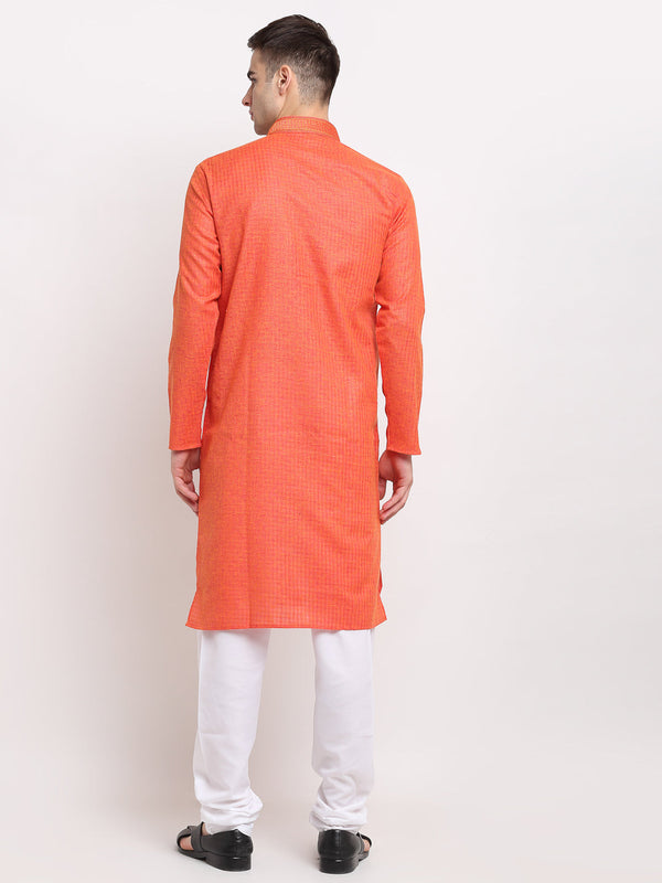 Jompers Men's D-Orange Woven Kurta Payjama Sets