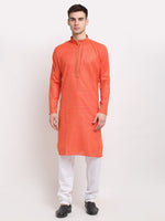 Thumbnail for Jompers Men's D-Orange Woven Kurta Only