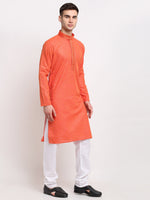 Thumbnail for Jompers Men's D-Orange Woven Kurta Payjama Sets