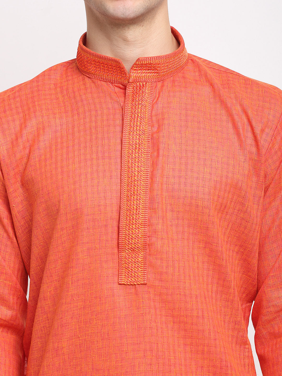 Jompers Men's D-Orange Woven Kurta Payjama Sets