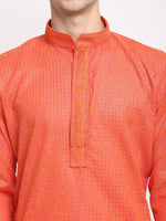 Thumbnail for Jompers Men's D-Orange Woven Kurta Payjama Sets