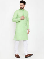 Thumbnail for Jompers Men Green & White Embroidered Kurta with Churidar - Distacart