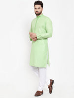 Thumbnail for Jompers Men Green & White Embroidered Kurta with Churidar - Distacart