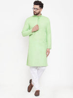 Thumbnail for Jompers Men Green & White Embroidered Kurta with Churidar - Distacart