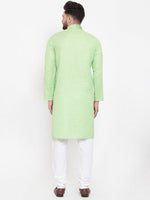 Thumbnail for Jompers Men Green & White Embroidered Kurta with Churidar - Distacart