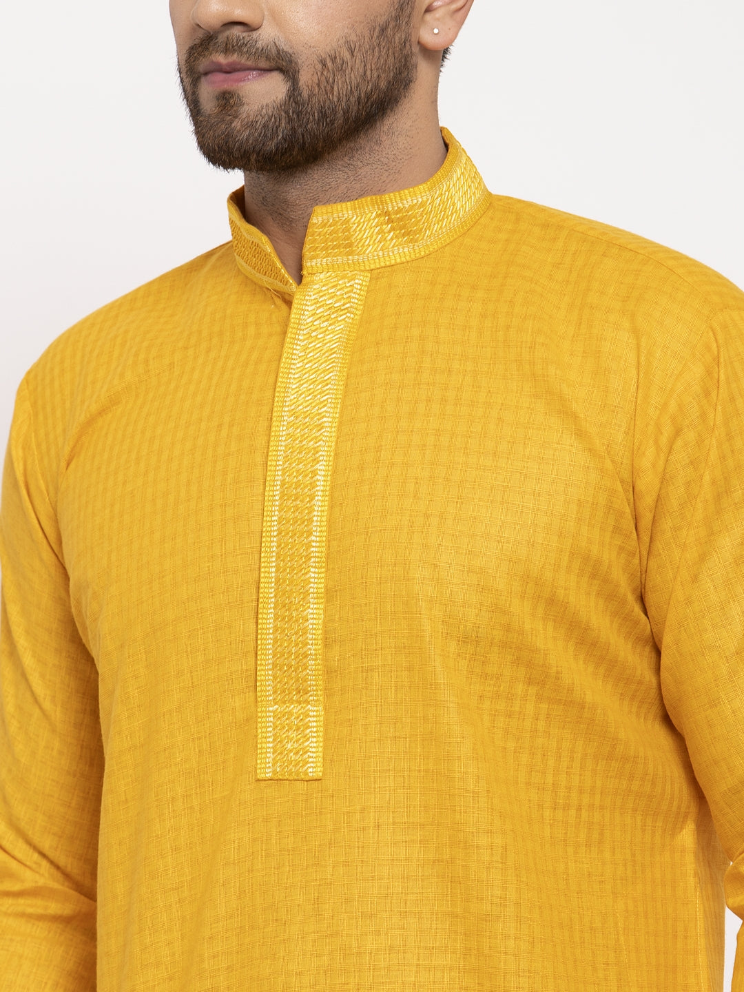 Jompers Men's Beautiful Mustard Woven Kurta Payjama Sets