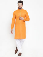 Thumbnail for Jompers Men Orange & White Embroidered Kurta Only - Distacart