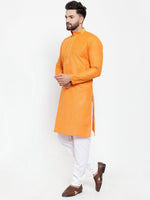 Thumbnail for Jompers Men Orange & White Embroidered Kurta with Churidar - Distacart