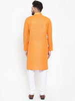 Thumbnail for Jompers Men Orange & White Embroidered Kurta Only - Distacart