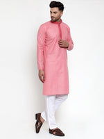 Thumbnail for Jompers Men's Pink Woven Kurta Payjama Sets