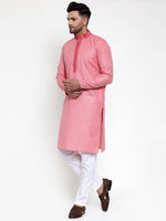 Thumbnail for Jompers Men's Pink Woven Kurta Payjama Sets