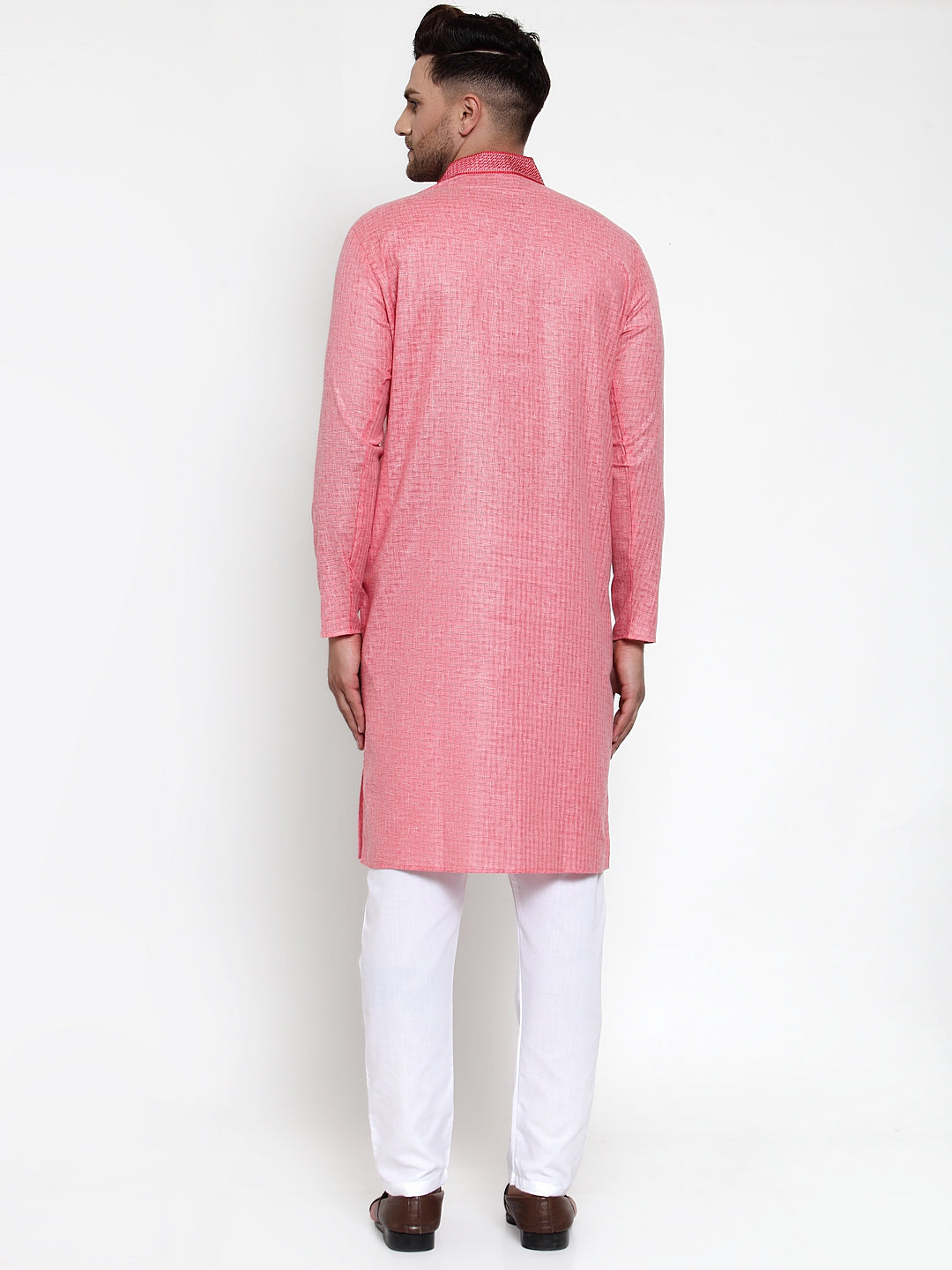 Jompers Men's Pink Woven Kurta Payjama Sets