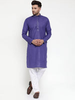 Thumbnail for Jompers Men's Purple Woven Kurta Payjama Sets