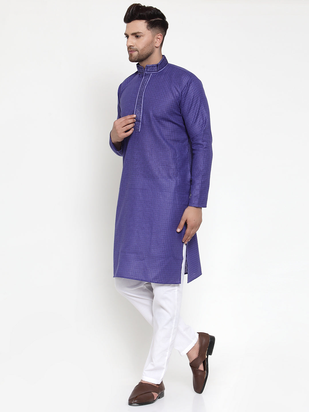 Jompers Men's Purple Woven Kurta Payjama Sets