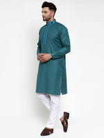 Thumbnail for Jompers Men's Teal Woven Kurta Payjama Sets