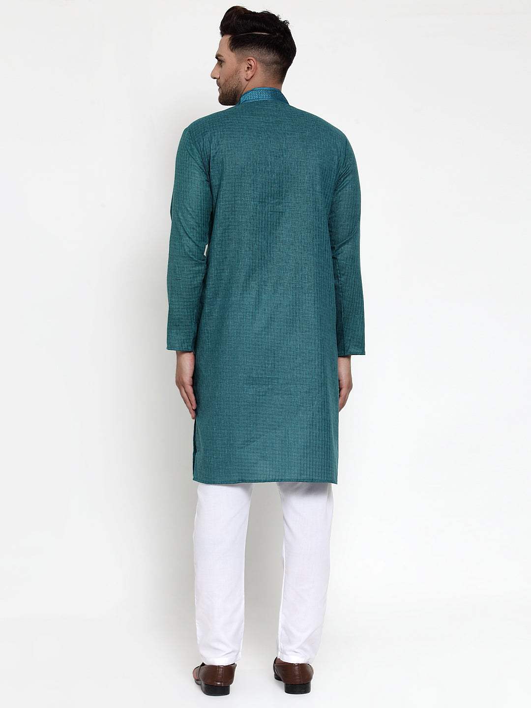 Jompers Men's Teal Woven Kurta Payjama Sets