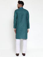 Thumbnail for Jompers Men's Teal Woven Kurta Payjama Sets