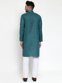 Thumbnail for Jompers Men's Teal Woven Kurta Only