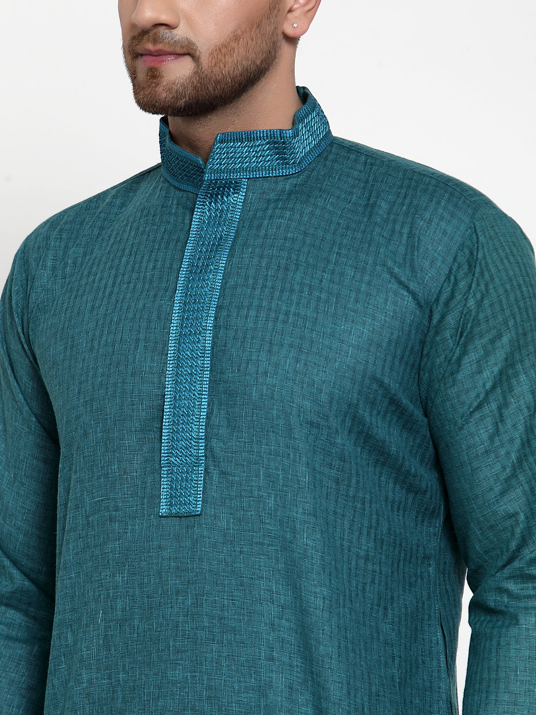 Jompers Men's Teal Woven Kurta Payjama Sets