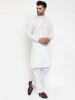 Thumbnail for Jompers Men's White Woven Kurta Only