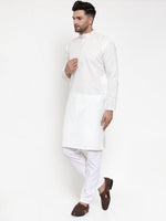 Thumbnail for Jompers Men's White Woven Kurta Payjama Sets