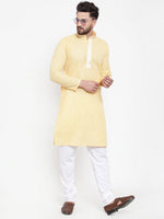 Thumbnail for Jompers Men Yellow & White Embroidered Kurta Only - Distacart
