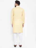 Thumbnail for Jompers Men Yellow & White Embroidered Kurta Only - Distacart