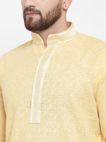 Thumbnail for Jompers Men Yellow & White Embroidered Kurta with Churidar - Distacart