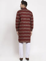 Thumbnail for Jompers Men Brown Woven Design Kurta Only - Distacart