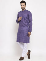 Thumbnail for Jompers Men's Purple Woven Kurta Only