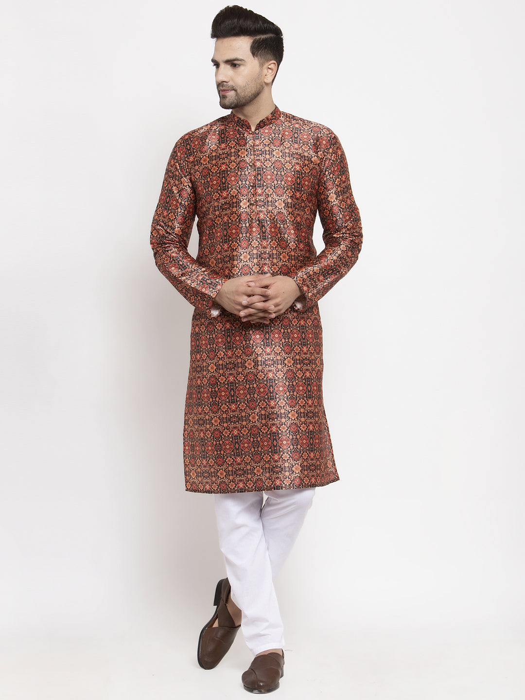 Jompers Men's Multi-Black Printed Kurta Only