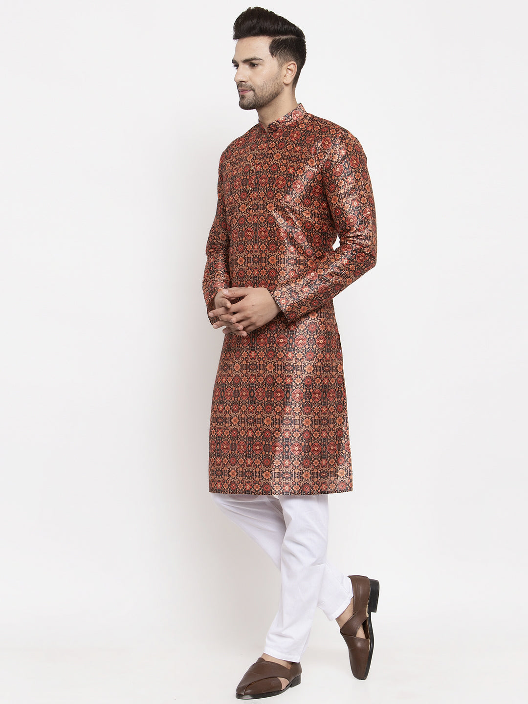 Jompers Men's Multi-Black Printed Kurta Only