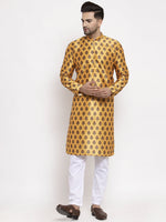 Thumbnail for Jompers Men's Yellow Printed Kurta Payjama Sets