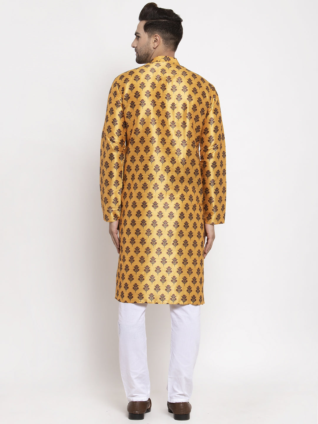 Jompers Men's Yellow Printed Kurta Payjama Sets