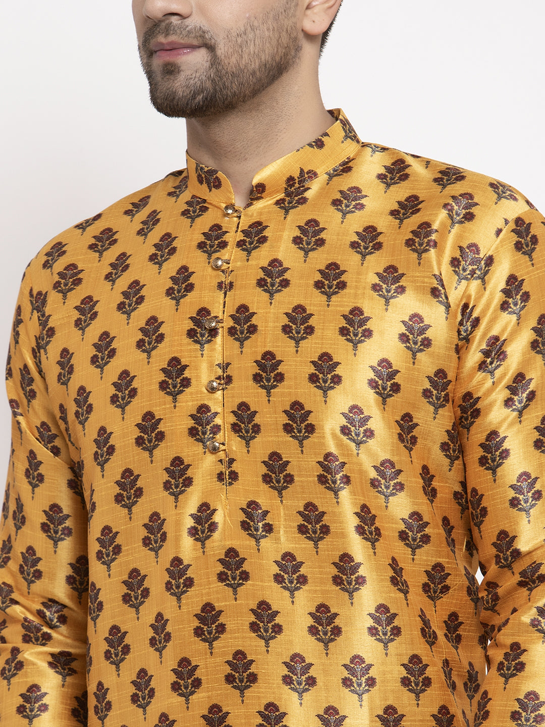 Jompers Men's Yellow Printed Kurta Payjama Sets