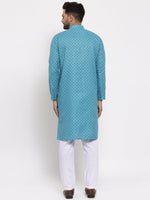 Thumbnail for Jompers Men Sky Blue Printed Kurta with Pyjamas - Distacart